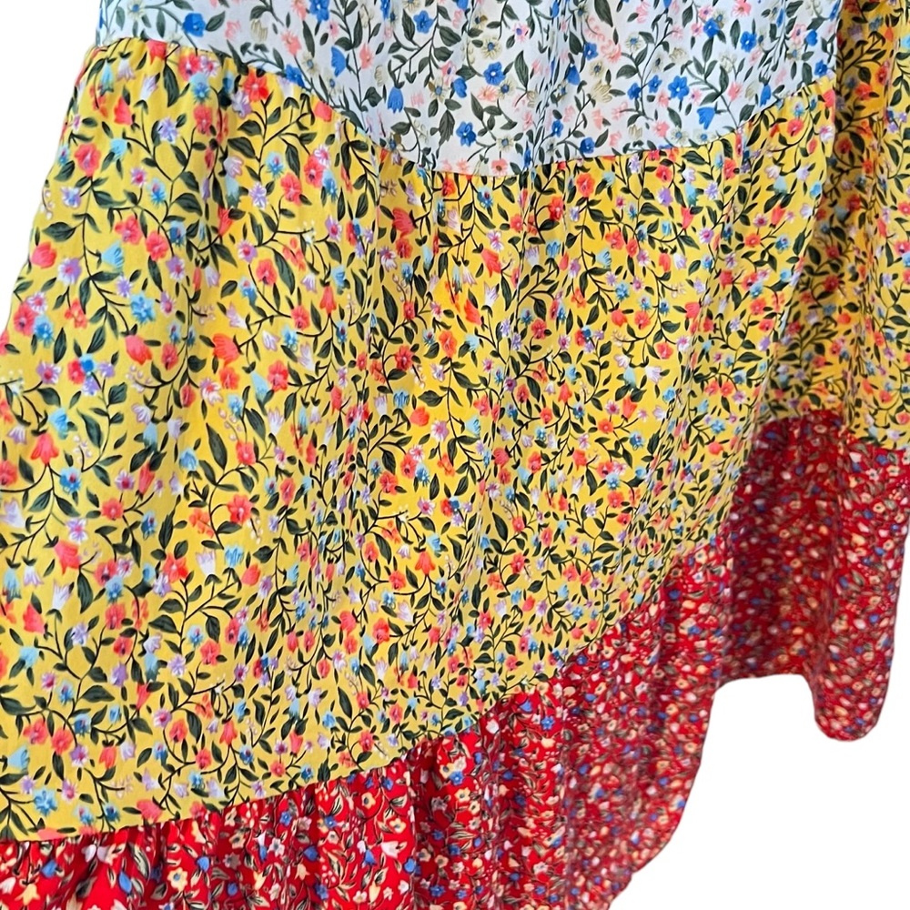 SHEIN VCAY Ditsy Floral Print Colorblock Ruffle Hem Cami Dress Sz M - Picture 6 of 10